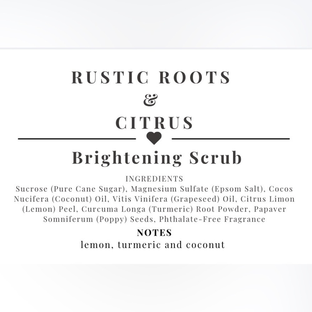 Turmeric Body Scrub - RUSTIC ROOTS & CITRUS Brightening Exfoliant🍋 HANDCRAFTED - Picture 2 of 2